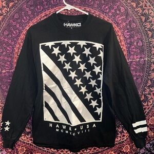 Tony Hawk Black and White Star Stripe Long Sleeve Tee